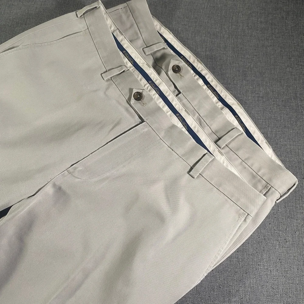 Lot of 2 Brooks Brothers Advantage Chino Milano Pants Mens W36 L32 Beige Cotton